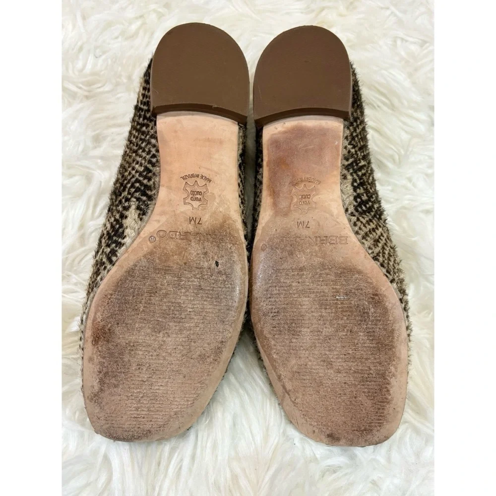Anthropologie Bernardo Emma Snake Embossed Genuine Calf Hair Loafer Flats